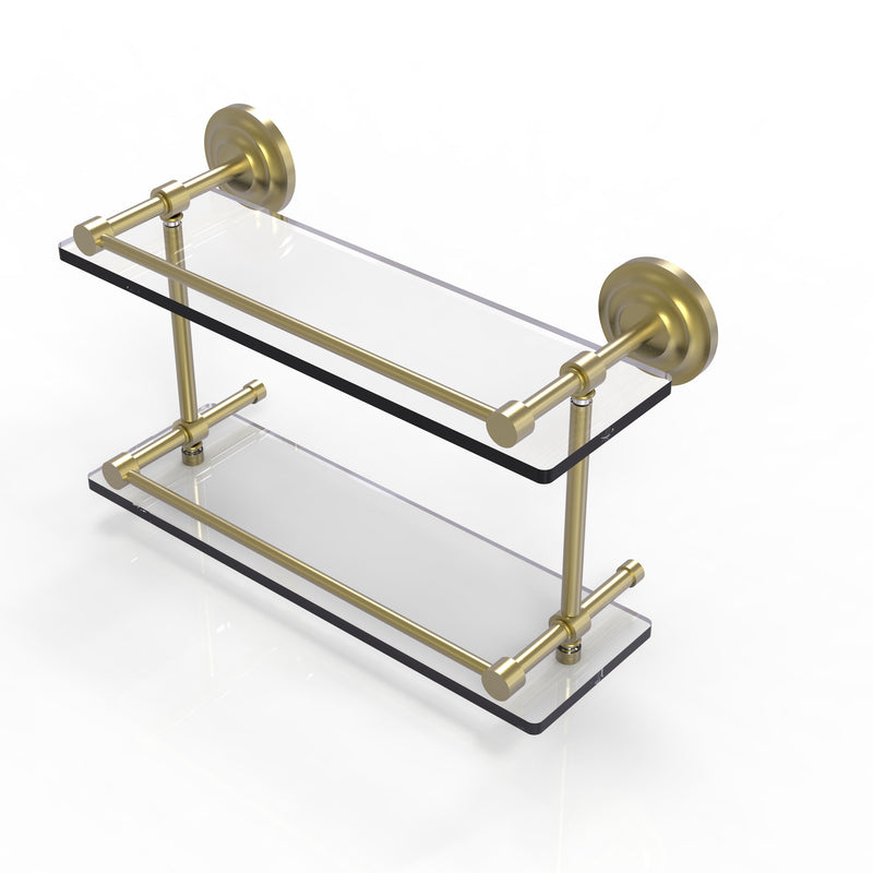 Allied Brass Que New 16 Inch Double Glass Shelf with Gallery Rail QN-2-16-GAL-SBR