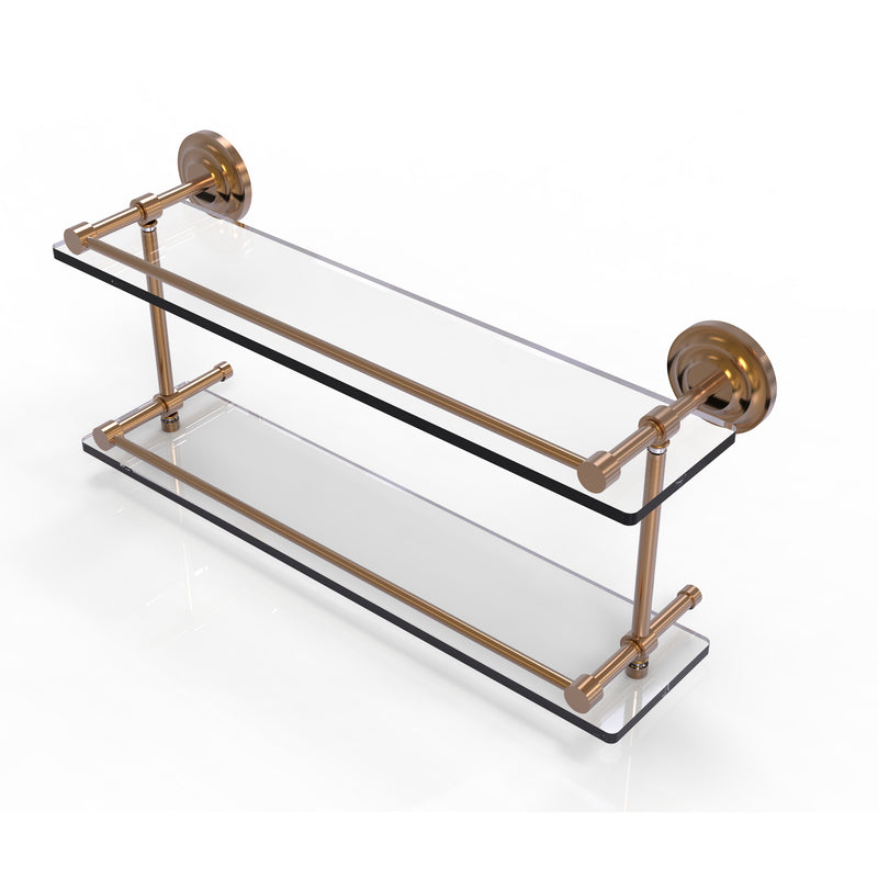 Allied Brass Que New 22 Inch Double Glass Shelf with Gallery Rail QN-2-22-GAL-BBR