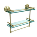 Allied Brass 16 Inch Gallery Double Glass Shelf with Towel Bar QN-2TB-16-GAL-SBR