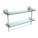 Allied Brass 22 Inch Gallery Double Glass Shelf with Towel Bar QN-2TB-22-GAL-PC