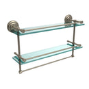 Allied Brass 22 Inch Gallery Double Glass Shelf with Towel Bar QN-2TB-22-GAL-PEW