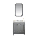 Water Creation Queen 30" Single Sink Quartz Carrara Vanity In Cashmere Gray QU30QZ01CG-000000000