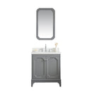 Water Creation Queen 30" Single Sink Quartz Carrara Vanity In Cashmere Gray with Matching Mirror and F2-0012-01-TL Lavatory Faucet QU30QZ01CG-Q21TL1201