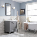 Water Creation Queen 30" Single Sink Quartz Carrara Vanity In Cashmere Gray QU30QZ01CG-000000000