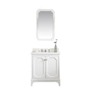 Water Creation Queen 30" Single Sink Quartz Carrara Vanity In Pure White QU30QZ05PW-000000000