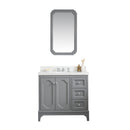 Water Creation Queen 36" Single Sink Quartz Carrara Vanity In Cashmere Gray QU36QZ01CG-000000000