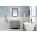 Water Creation Queen 36" Single Sink Quartz Carrara Vanity In Cashmere Gray with Matching Mirror and F2-0012-01-TL Lavatory Faucet QU36QZ01CG-Q21TL1201