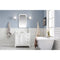 Water Creation Queen 36" Single Sink Quartz Carrara Vanity In Pure White with F2-0009-05-BX Lavatory Faucet QU36QZ05PW-000BX0905