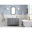 Water Creation Queen 48" Single Sink Quartz Carrara Vanity In Cashmere Gray with Matching Mirror and F2-0009-01-BX Lavatory Faucet QU48QZ01CG-Q21BX0901