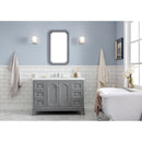 Water Creation Queen 48" Single Sink Quartz Carrara Vanity In Cashmere Gray with Matching Mirror and F2-0013-01-FX Lavatory Faucet QU48QZ01CG-Q21FX1301