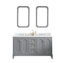 Water Creation Queen 60" Double Sink Quartz Carrara Vanity In Cashmere Gray with F2-0012-01-TL Lavatory Faucet QU60QZ01CG-000TL1201