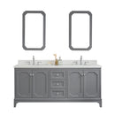 Water Creation Queen 72" Double Sink Quartz Carrara Vanity In Cashmere Gray with Matching Mirror and F2-0012-01-TL Lavatory Faucet QU72QZ01CG-Q21TL1201