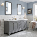 Water Creation Queen 72" Double Sink Quartz Carrara Vanity In Cashmere Gray with Matching Mirror QU72QZ01CG-Q21000000