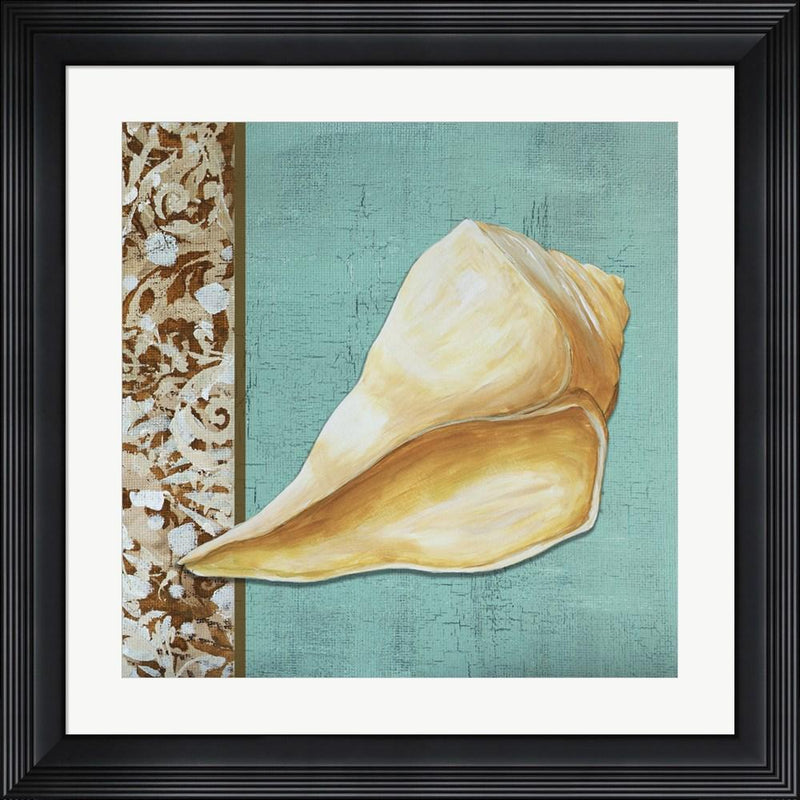 Megan Duncanson Yellow Seashell - Tan Side Border Teal Crackle Back Contemporary Stepped Solid Black with Satin Finish R808567-AEAEAGME8E
