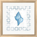 Emily Adams Navy Conch Shell on Newsprint White Washed Rounded Oatmeal Faux Wood R873796-AEAEAGJEMY