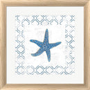 Emily Adams Navy Starfish on Newsprint White Washed Rounded Oatmeal Faux Wood R873799-AEAEAGJEMY
