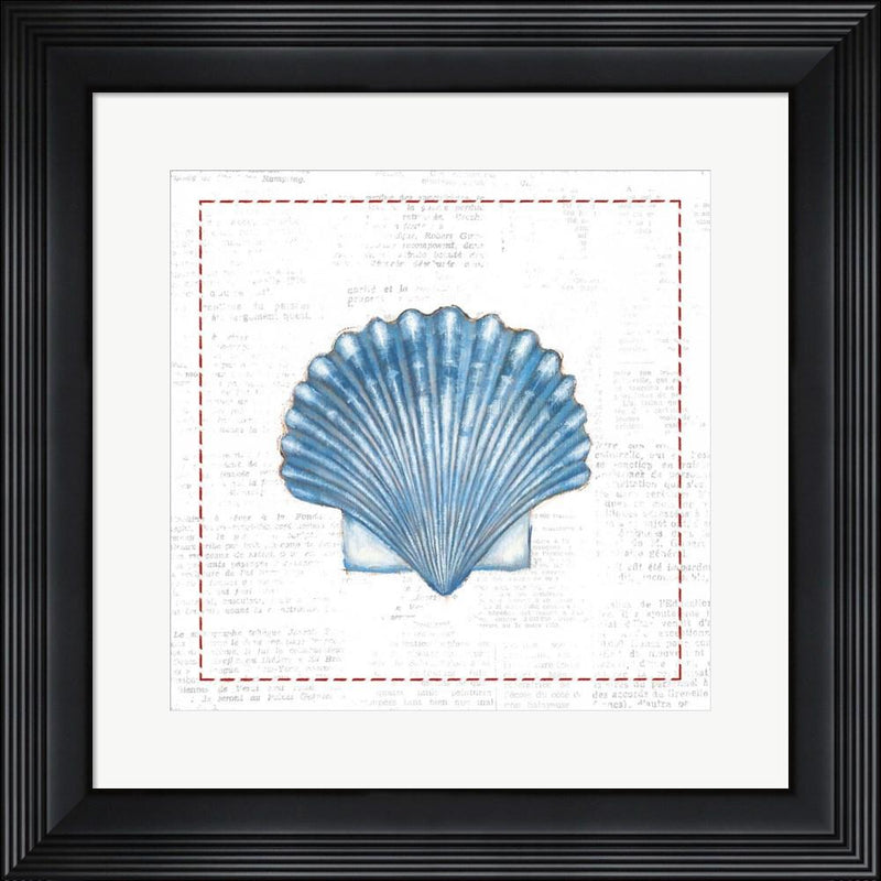 Emily Adams Navy Scallop Shell on Newsprint with Red Contemporary Stepped Solid Black with Satin Finish R873807-AEAEAGME8E