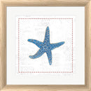 Emily Adams Navy Starfish on Newsprint with Red White Washed Rounded Oatmeal Faux Wood R873808-AEAEAGJEMY