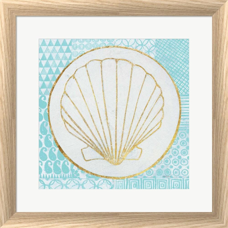 Kathrine Lovell Summer Shells II Teal and Gold White Washed Rounded Oatmeal Faux Wood R879488-AEAEAGJEMY