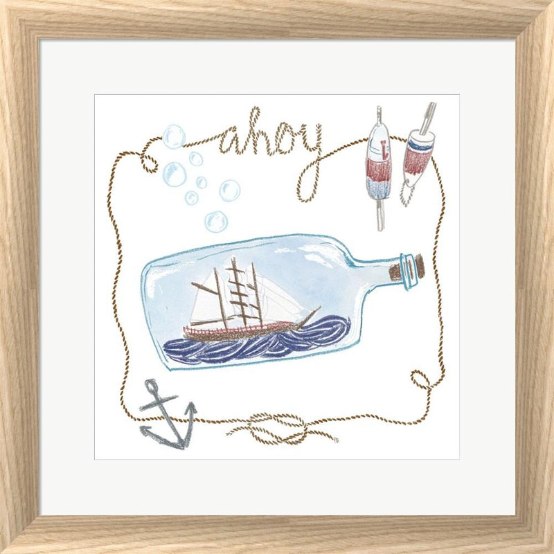 Sara Zieve Miller Ship in a Bottle Ahoy White Washed Rounded Oatmeal Faux Wood R881396-AEAEAGJEMY