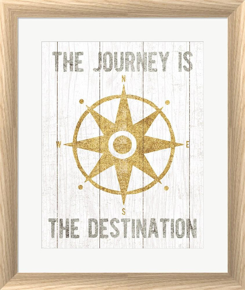 Michael Mullan Beachscape IV Compass Quote Gold Neutral White Washed Rounded Oatmeal Faux Wood R899143-AEAEAGJEMY