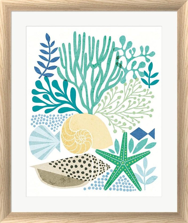 Michael Mullan Under Sea Treasures V Sea Glass White Washed Rounded Oatmeal Faux Wood R899203-AEAEAGJEMY