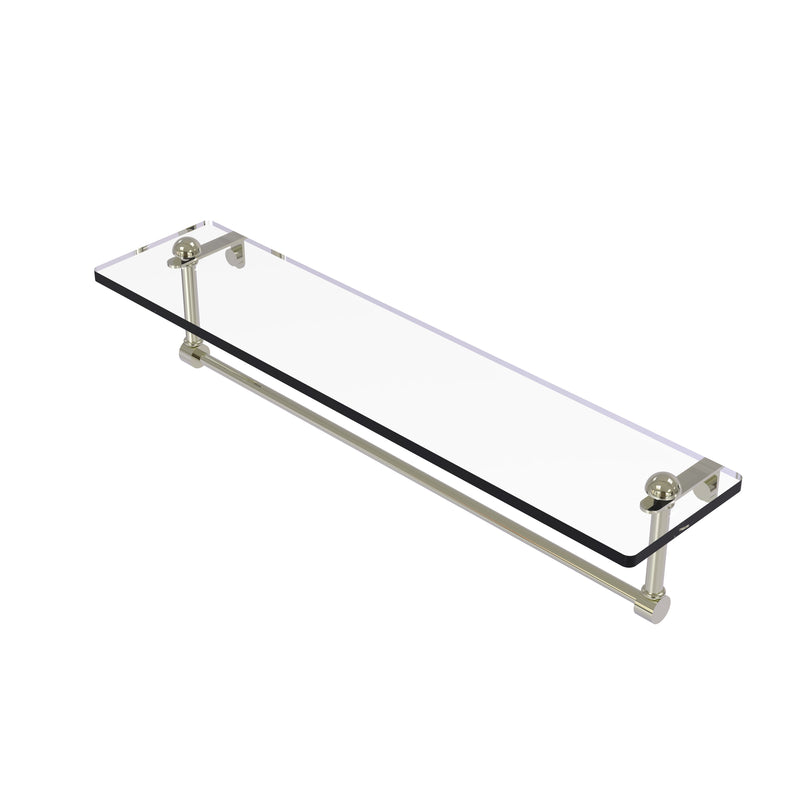 Allied Brass 22 Inch Glass Vanity Shelf with Integrated Towel Bar RC-1-22TB-PNI