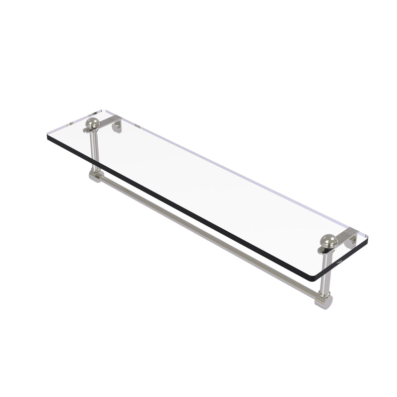 Allied Brass 22 Inch Glass Vanity Shelf with Integrated Towel Bar RC-1-22TB-SN