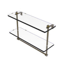 Allied Brass 16 Inch Two Tiered Glass Shelf with Integrated Towel Bar RC-2-16TB-ABR