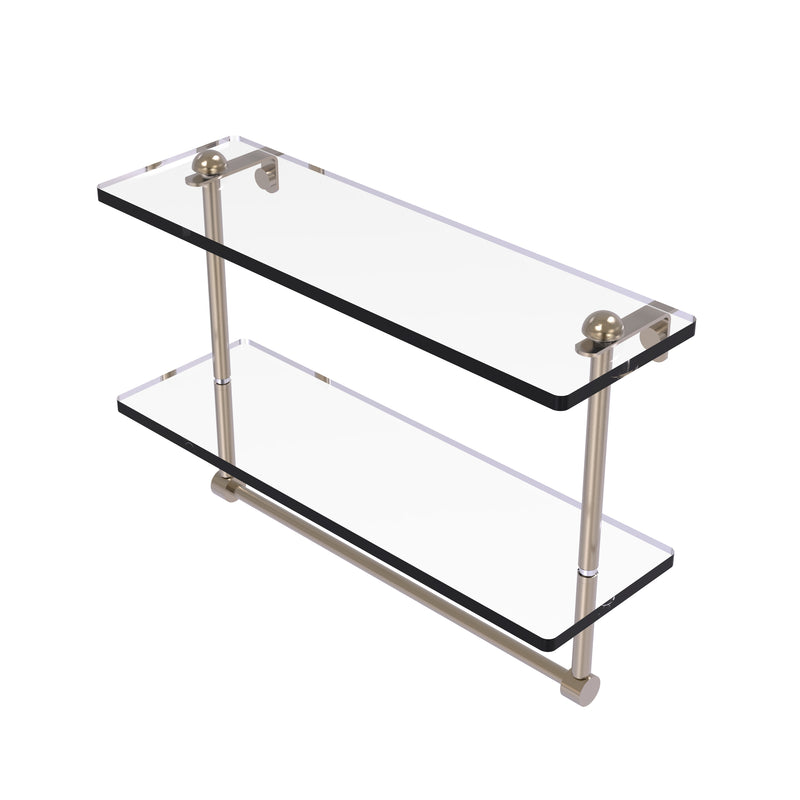 Allied Brass 16 Inch Two Tiered Glass Shelf with Integrated Towel Bar RC-2-16TB-PEW