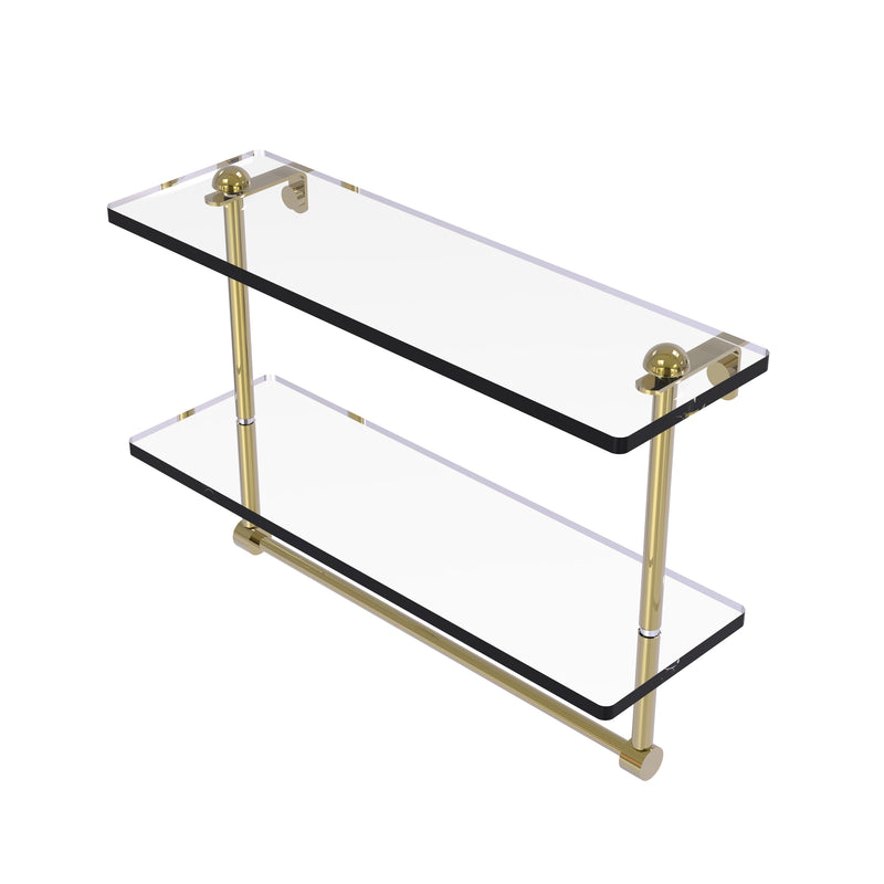 Allied Brass 16 Inch Two Tiered Glass Shelf with Integrated Towel Bar RC-2-16TB-UNL