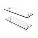 Allied Brass 16 Inch Two Tiered Glass Shelf with Integrated Towel Bar RC-2-16TB-WHM