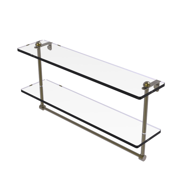 Allied Brass 22 Inch Two Tiered Glass Shelf with Integrated Towel Bar RC-2-22TB-ABR