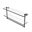 Allied Brass 22 Inch Two Tiered Glass Shelf with Integrated Towel Bar RC-2-22TB-ABZ