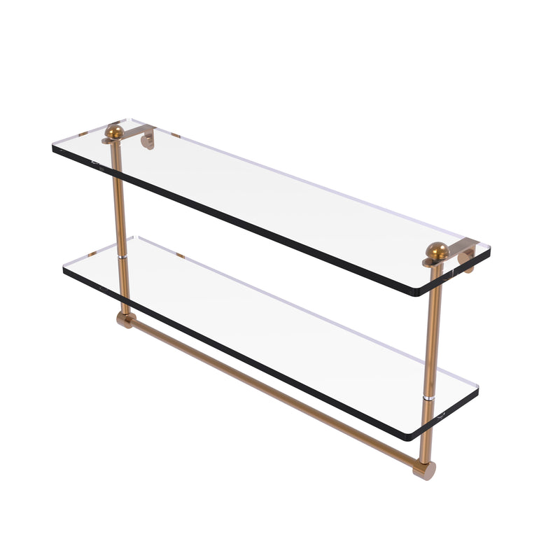 Allied Brass 22 Inch Two Tiered Glass Shelf with Integrated Towel Bar RC-2-22TB-BBR