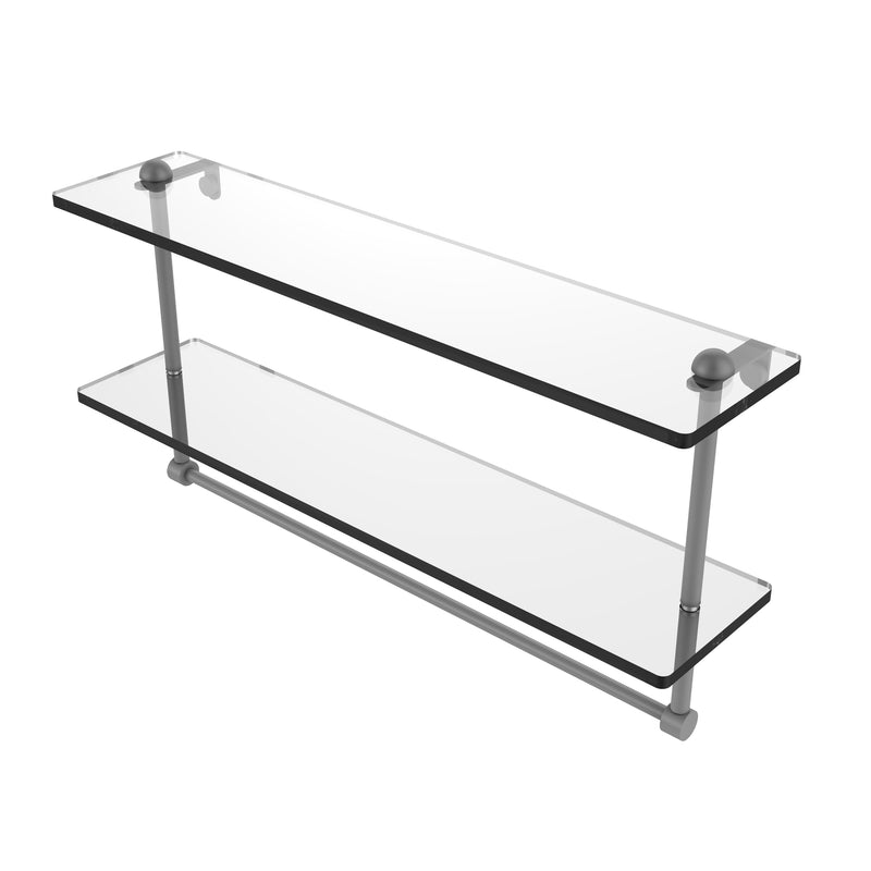 Allied Brass 22 Inch Two Tiered Glass Shelf with Integrated Towel Bar RC-2-22TB-GYM