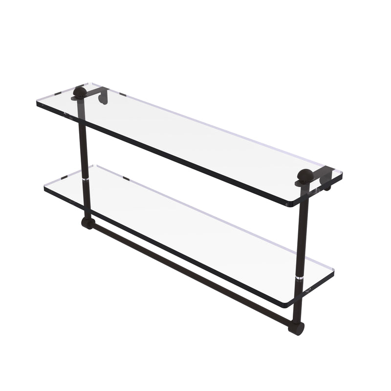 Allied Brass 22 Inch Two Tiered Glass Shelf with Integrated Towel Bar RC-2-22TB-ORB