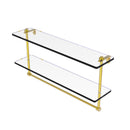 Allied Brass 22 Inch Two Tiered Glass Shelf with Integrated Towel Bar RC-2-22TB-PB