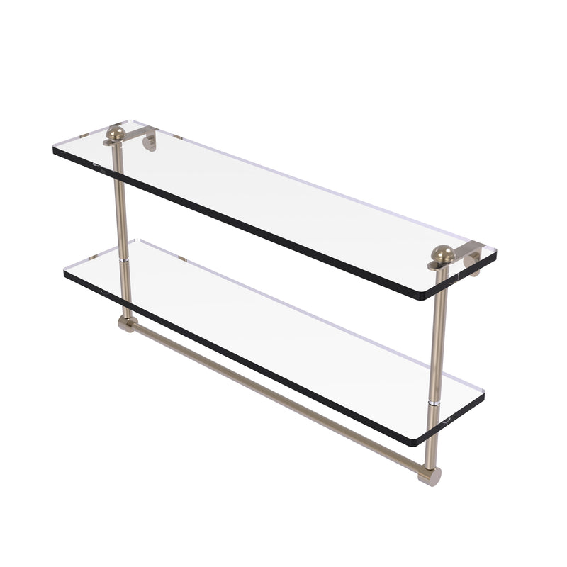 Allied Brass 22 Inch Two Tiered Glass Shelf with Integrated Towel Bar RC-2-22TB-PEW