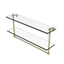 Allied Brass 22 Inch Two Tiered Glass Shelf with Integrated Towel Bar RC-2-22TB-SBR