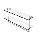 Allied Brass 22 Inch Two Tiered Glass Shelf with Integrated Towel Bar RC-2-22TB-SN