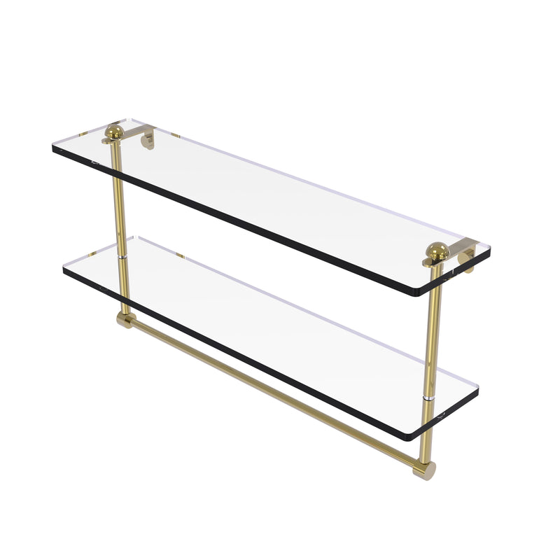 Allied Brass 22 Inch Two Tiered Glass Shelf with Integrated Towel Bar RC-2-22TB-UNL
