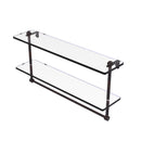 Allied Brass 22 Inch Two Tiered Glass Shelf with Integrated Towel Bar RC-2-22TB-VB