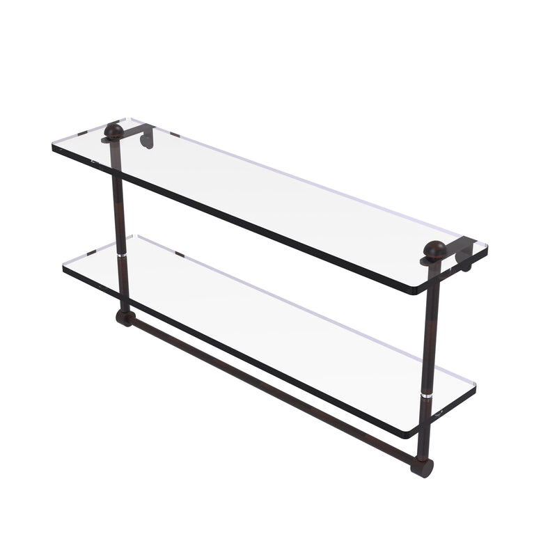 Allied Brass 22 Inch Two Tiered Glass Shelf with Integrated Towel Bar RC-2-22TB-VB