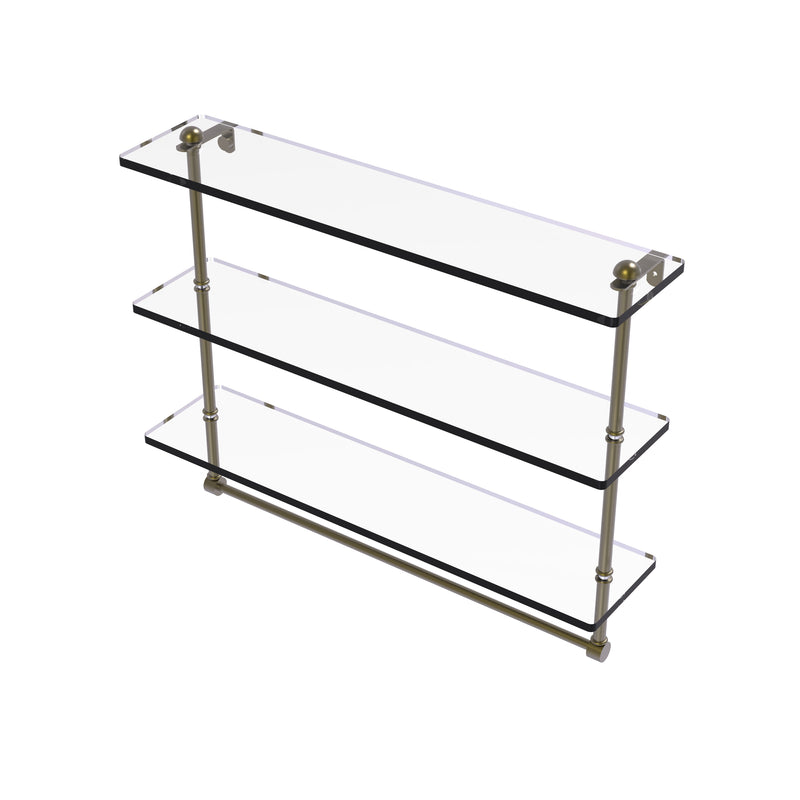 Allied Brass 16 Inch Triple Tiered Glass Shelf with Integrated Towel Bar RC-5-16TB-ABR
