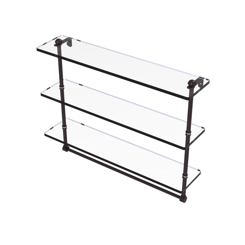 Allied Brass 16 Inch Triple Tiered Glass Shelf with Integrated Towel Bar RC-5-16TB-ABZ