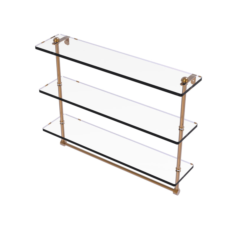 Allied Brass 16 Inch Triple Tiered Glass Shelf with Integrated Towel Bar RC-5-16TB-BBR