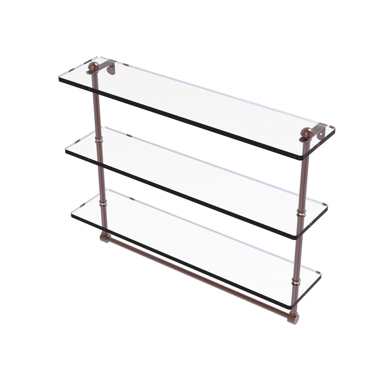Allied Brass 16 Inch Triple Tiered Glass Shelf with Integrated Towel Bar RC-5-16TB-CA