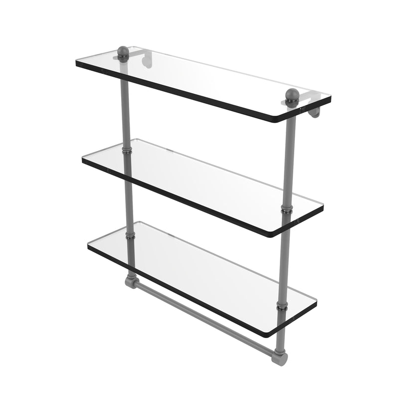 Allied Brass 16 Inch Triple Tiered Glass Shelf with Integrated Towel Bar RC-5-16TB-GYM
