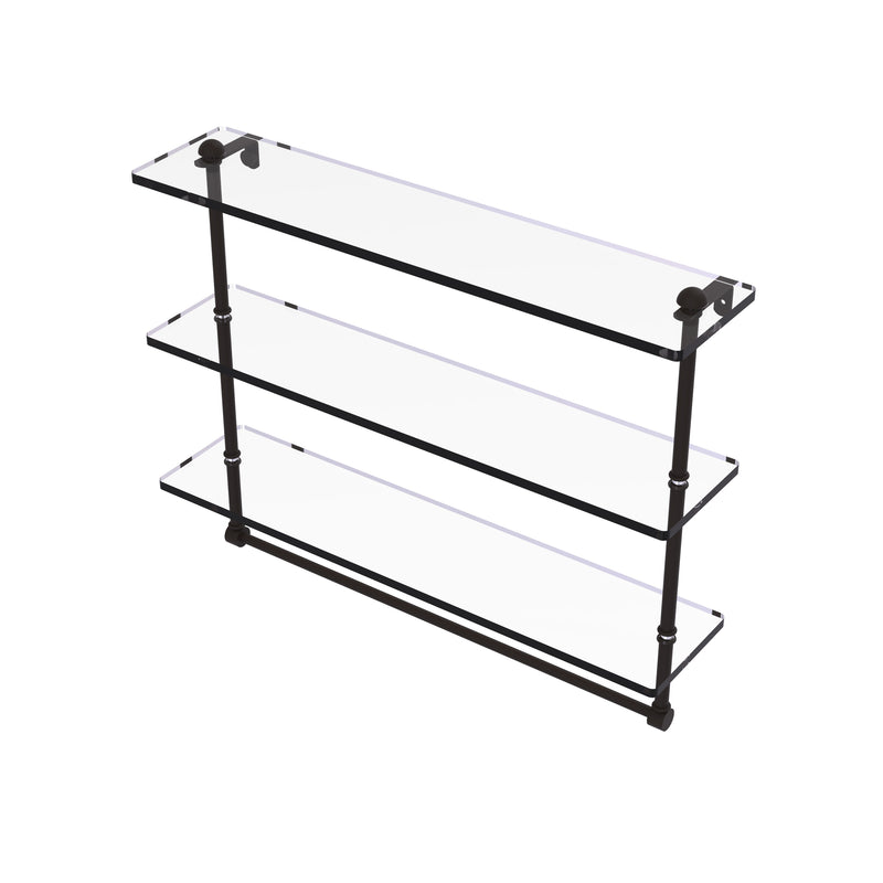 Allied Brass 16 Inch Triple Tiered Glass Shelf with Integrated Towel Bar RC-5-16TB-ORB